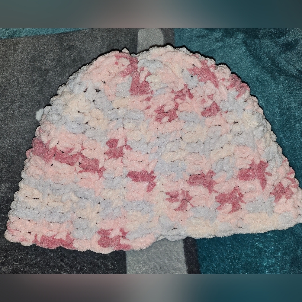 Floppy Homemade Beanie in Pinks and Mauve